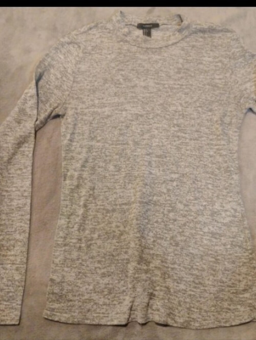 Forever 21 Gray/Pink Marled Mock Neck Long Sleeve Knit Top - Size L